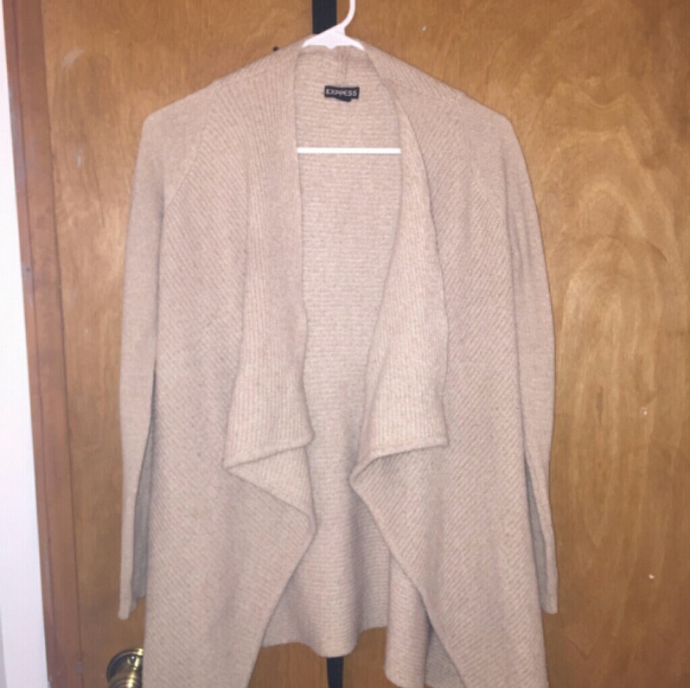 Express open front cardigan: beige